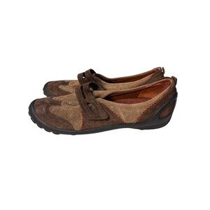 Clarks Privo 10 Womens Brown Suede Slip-On Mary Jane Shoes W/ Rubber Sole Comfor